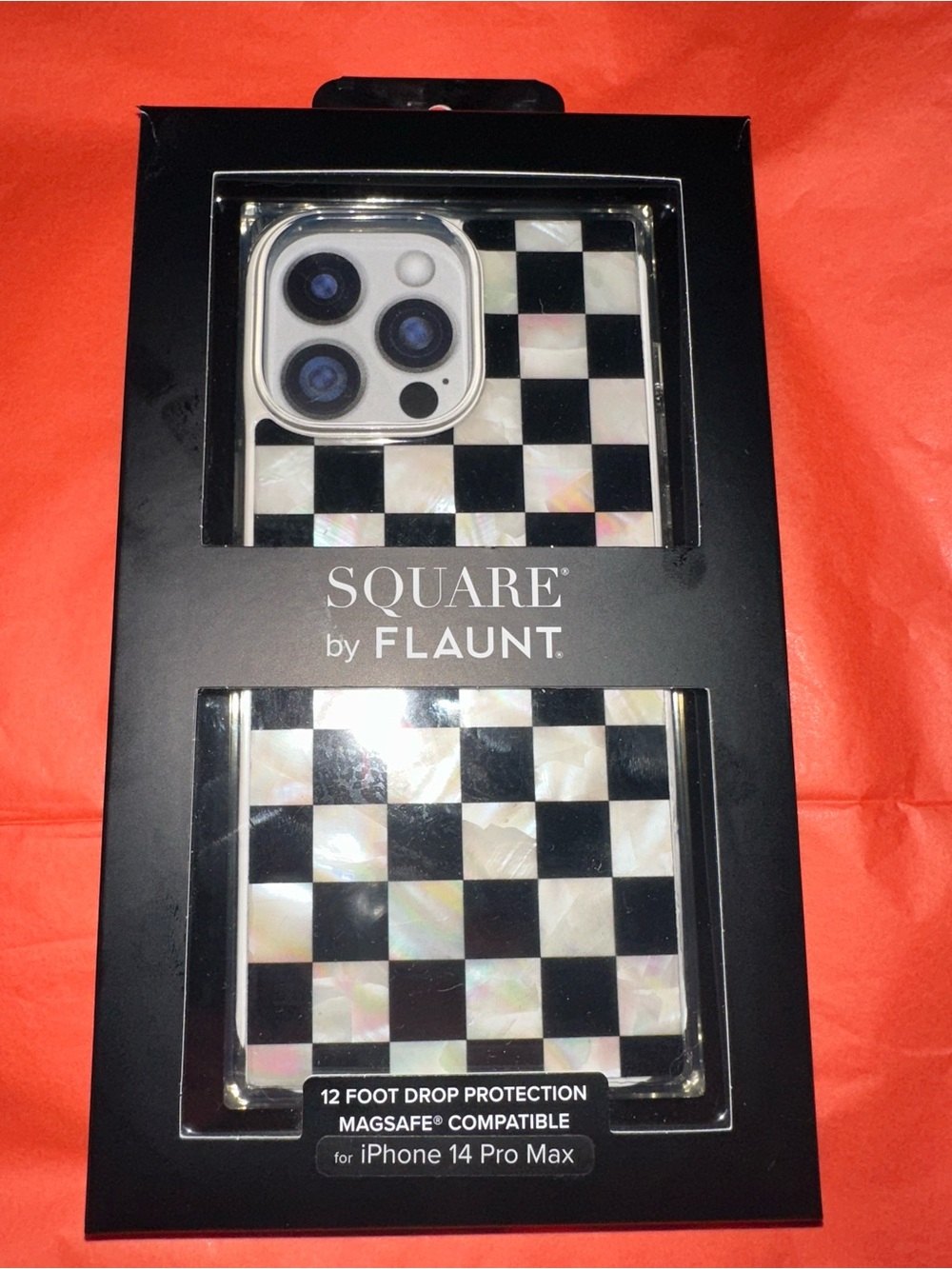 New Flaunt SQUARE® Checkered Mother of Pearl iPhone 14 Pro Max Case
